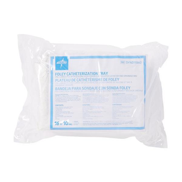 Tray Foley Catheter 16Fr 5-10cc Silicone-Elastomer Coated 10/Ca